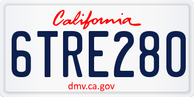 CA license plate 6TRE280