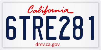 CA license plate 6TRE281