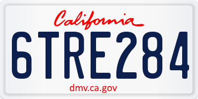 CA license plate 6TRE284