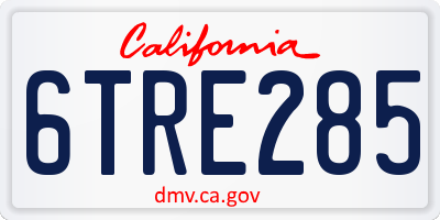 CA license plate 6TRE285