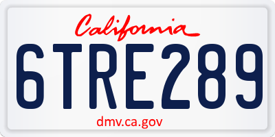 CA license plate 6TRE289