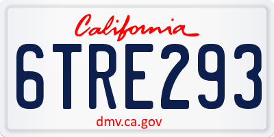 CA license plate 6TRE293