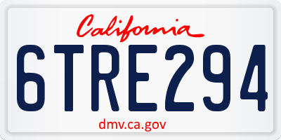 CA license plate 6TRE294