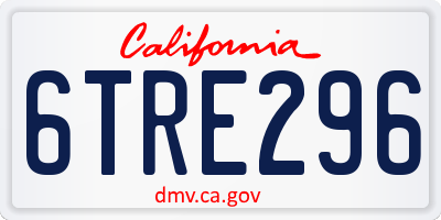 CA license plate 6TRE296