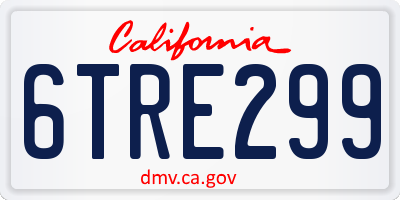 CA license plate 6TRE299