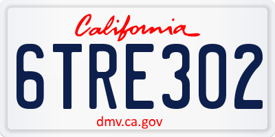 CA license plate 6TRE302