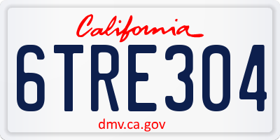 CA license plate 6TRE304