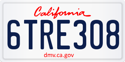 CA license plate 6TRE308