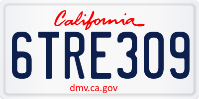 CA license plate 6TRE309