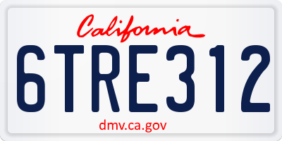 CA license plate 6TRE312