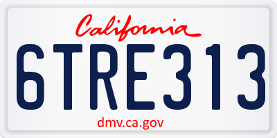 CA license plate 6TRE313