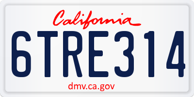 CA license plate 6TRE314
