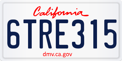 CA license plate 6TRE315