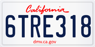 CA license plate 6TRE318