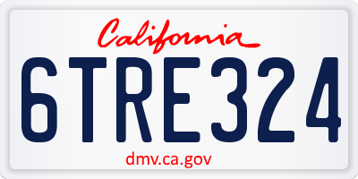 CA license plate 6TRE324