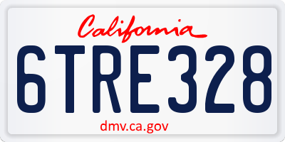 CA license plate 6TRE328