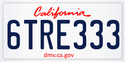 CA license plate 6TRE333