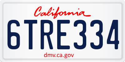 CA license plate 6TRE334