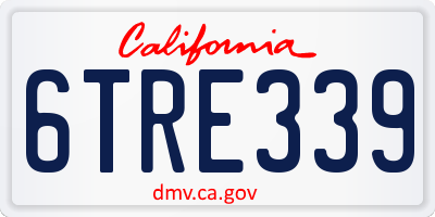 CA license plate 6TRE339