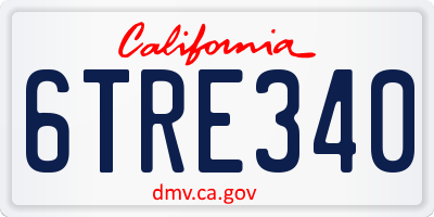 CA license plate 6TRE340