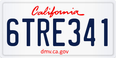 CA license plate 6TRE341