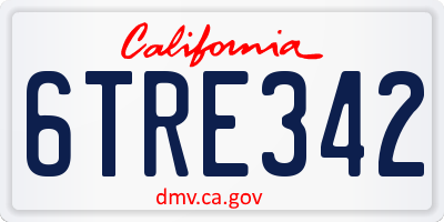 CA license plate 6TRE342