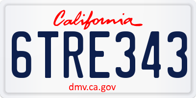 CA license plate 6TRE343