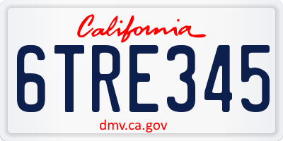 CA license plate 6TRE345