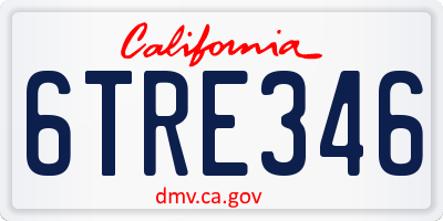 CA license plate 6TRE346