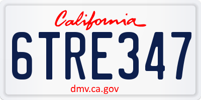 CA license plate 6TRE347