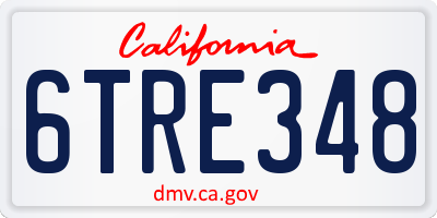 CA license plate 6TRE348