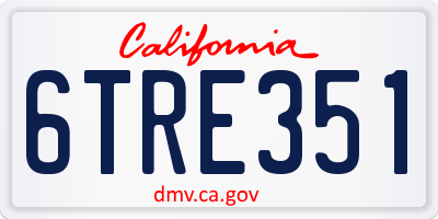 CA license plate 6TRE351