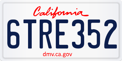 CA license plate 6TRE352