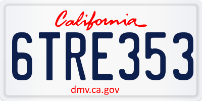 CA license plate 6TRE353