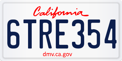 CA license plate 6TRE354