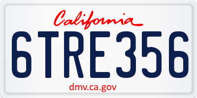 CA license plate 6TRE356