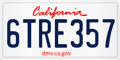 CA license plate 6TRE357