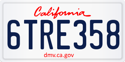CA license plate 6TRE358