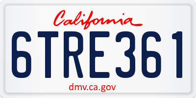 CA license plate 6TRE361