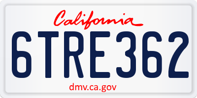 CA license plate 6TRE362