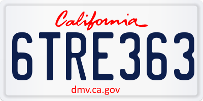 CA license plate 6TRE363