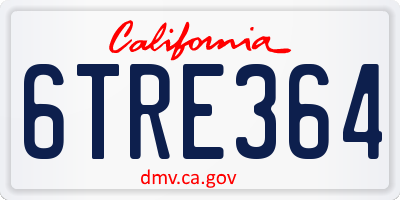 CA license plate 6TRE364