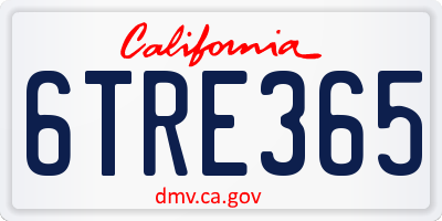 CA license plate 6TRE365