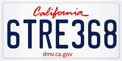 CA license plate 6TRE368