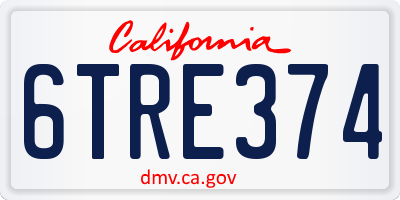 CA license plate 6TRE374