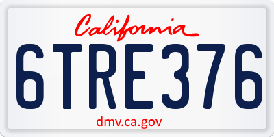 CA license plate 6TRE376