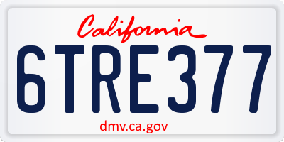 CA license plate 6TRE377