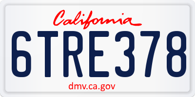 CA license plate 6TRE378