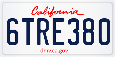 CA license plate 6TRE380