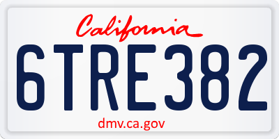 CA license plate 6TRE382